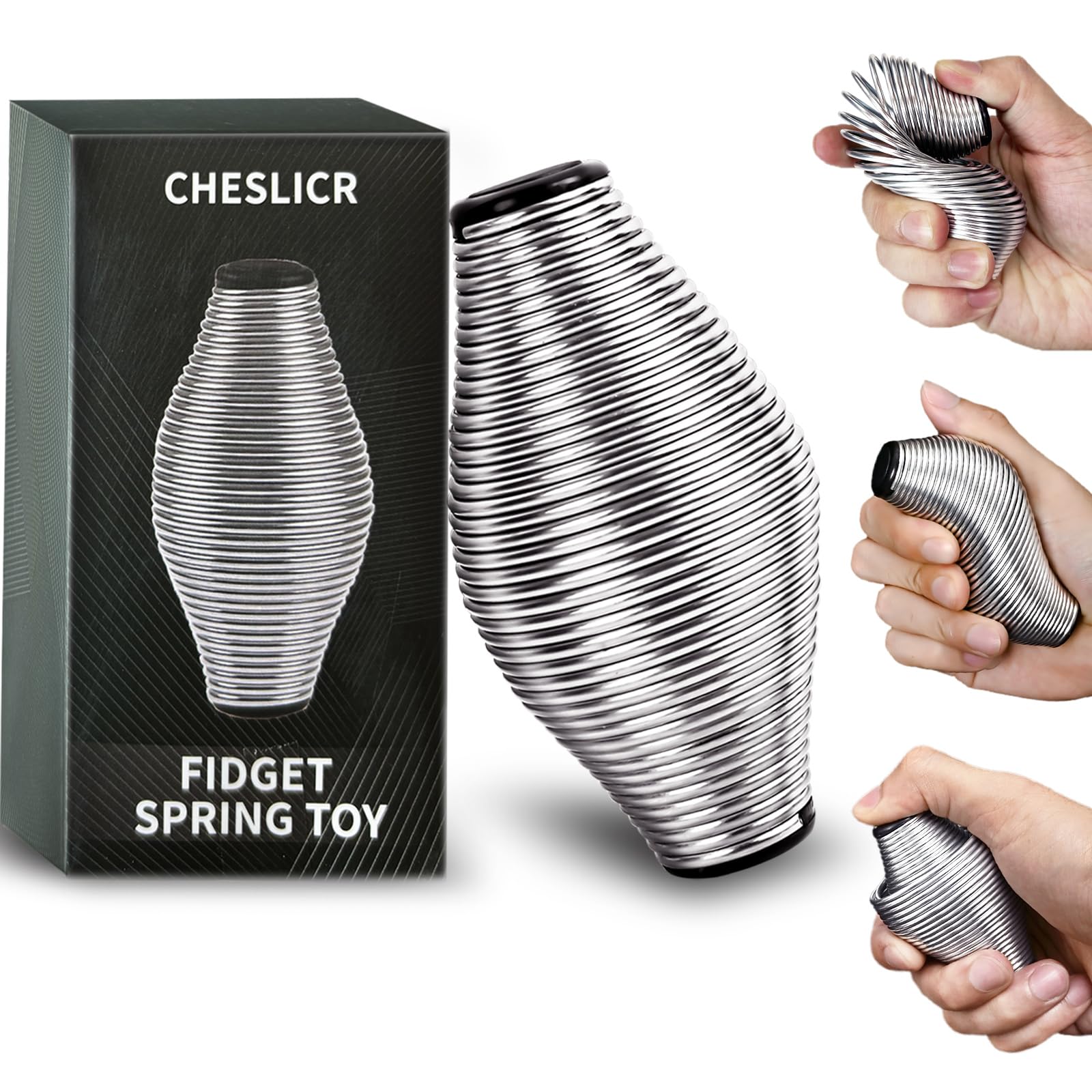 CHESLICR Metal Fidget Spring Toys Adults, 20LB Stainless Steel Stress Ball Toys Cool Gadget Office Desk Toys Quiet ADHD Figette Toy, Silent Anxiety Relief Item Stocking Stuffer Gift for Teen Boy Men - FocusAid Essentials: Empowering ADHD Living