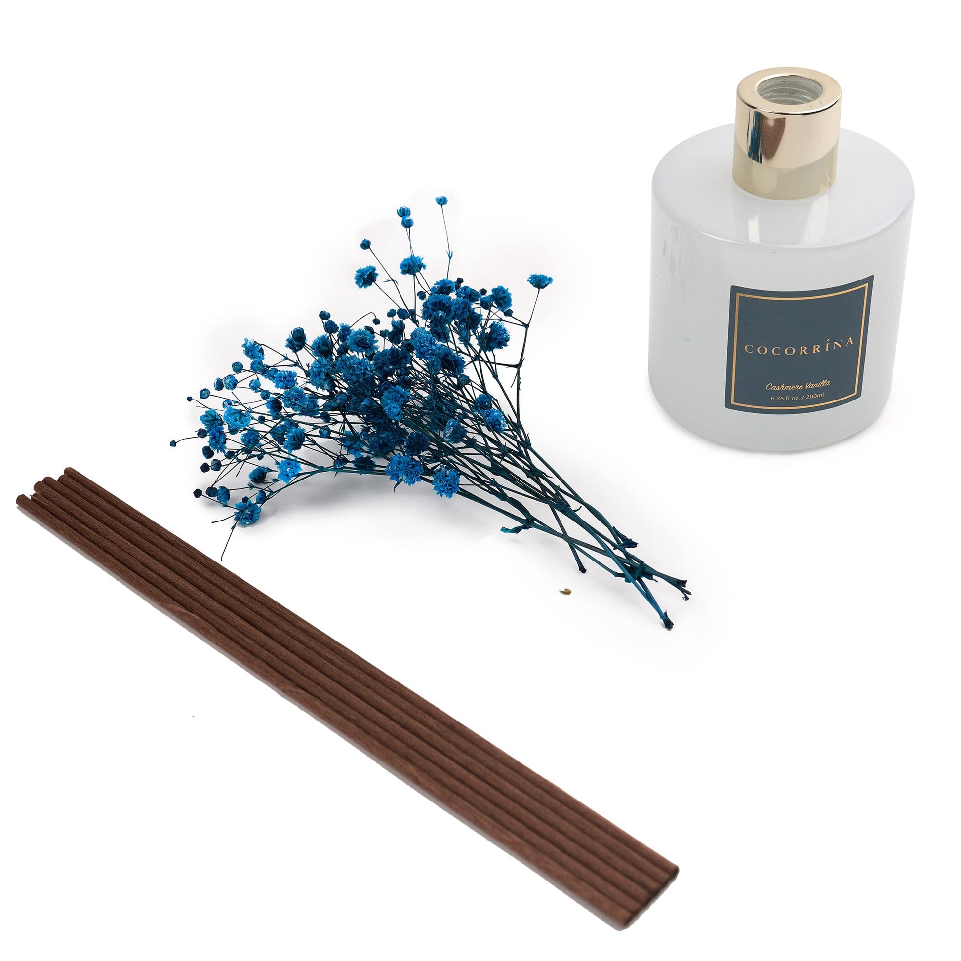 Cocorrína Premium Reed Diffuser Set with Preserved Baby's Breath & Cotton Stick Cashmere Vanilla | 6.7oz Scent Fragrance Oil Diffuser for Bedroom Bathroom Home Décor - FocusAid Essentials: Empowering ADHD Living