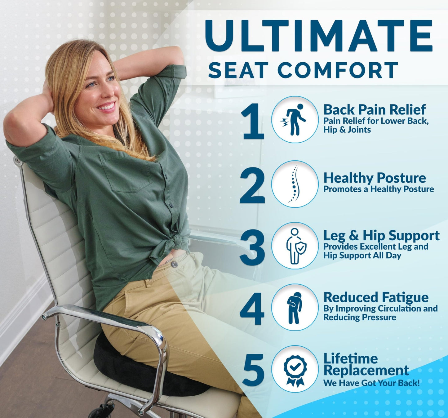 ComfiLife Gel Enhanced Seat Cushion – Office Chair Cushion – Non - Slip Gel & Memory Foam Coccyx Cushion for Tailbone Pain - Desk Chair Car Seat Cushion Driving - Sciatica & Back Pain Relief (Black) - FocusAid Essentials: Empowering ADHD Living