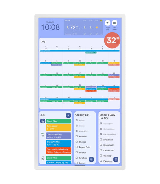 Cozyla Calendar+ 32 Inch Digital Calendar Wall Touch Screen Chore Chart To Do List Notepad Digital Family Calendar Electronic Meal Planner Support All App Via App Store Smart Calendar Wall Mount White - FocusAid Essentials: Empowering ADHD Living