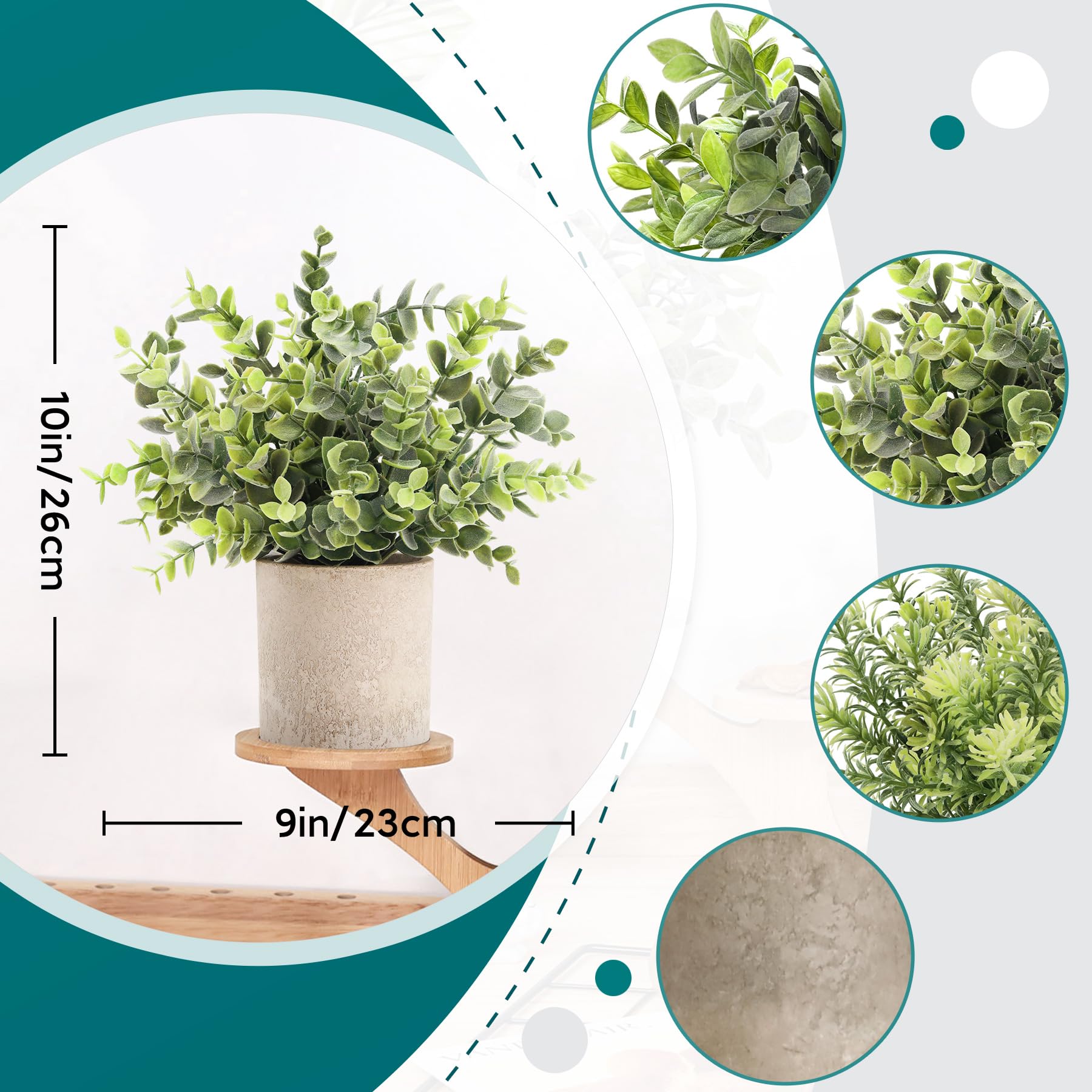 Der Rose 3 Pack Mini Potted Fake Plants Artificial Plastic Eucalyptus Plants Topiaries for Home Office Desk Farmhouse Room Decor - FocusAid Essentials: Empowering ADHD Living