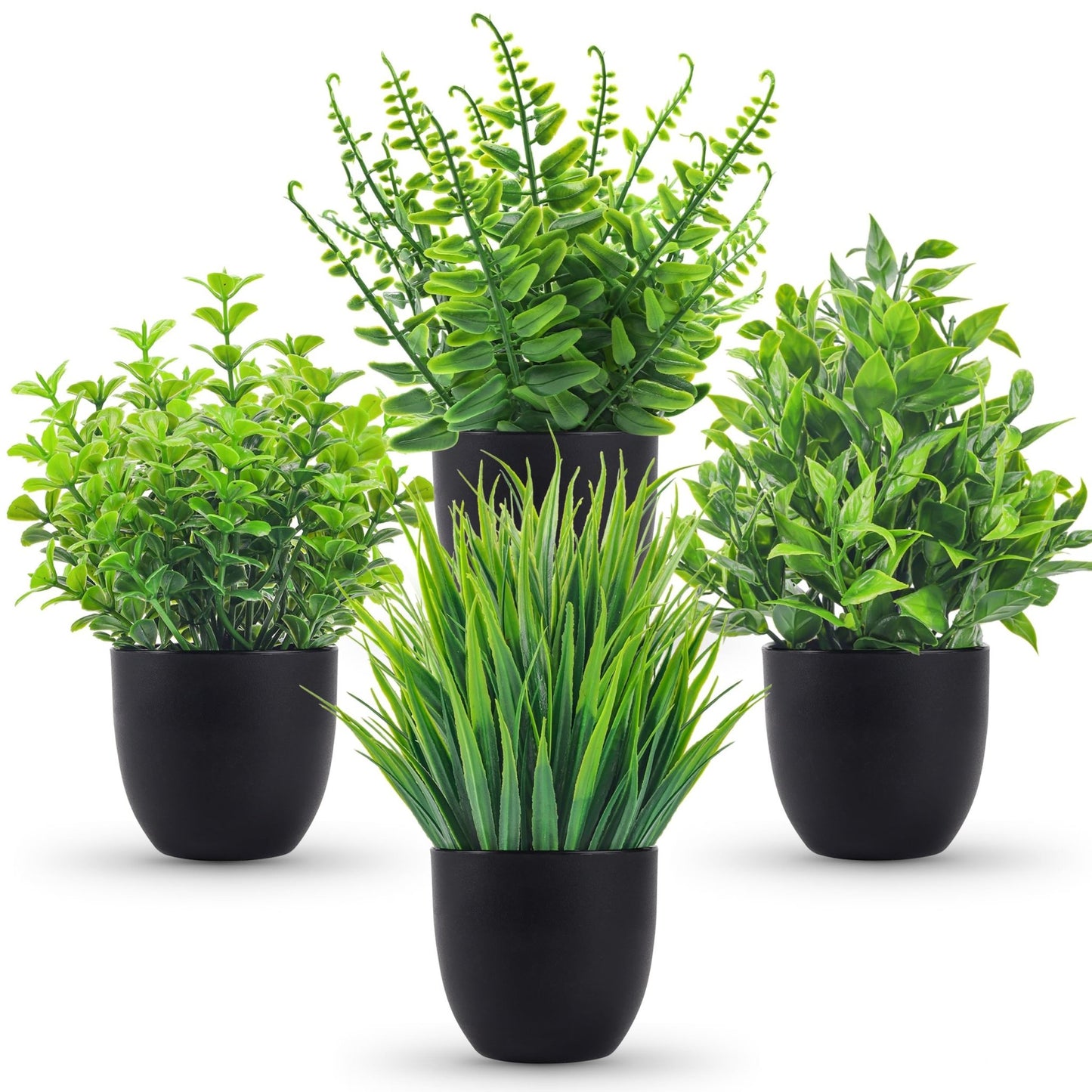 Der Rose Fake Plants 4 Packs Artificial Plants Small Faux Plants Black Bathroom Accessories for Bathroom Home Office Desk Decor Indoor - FocusAid Essentials: Empowering ADHD Living