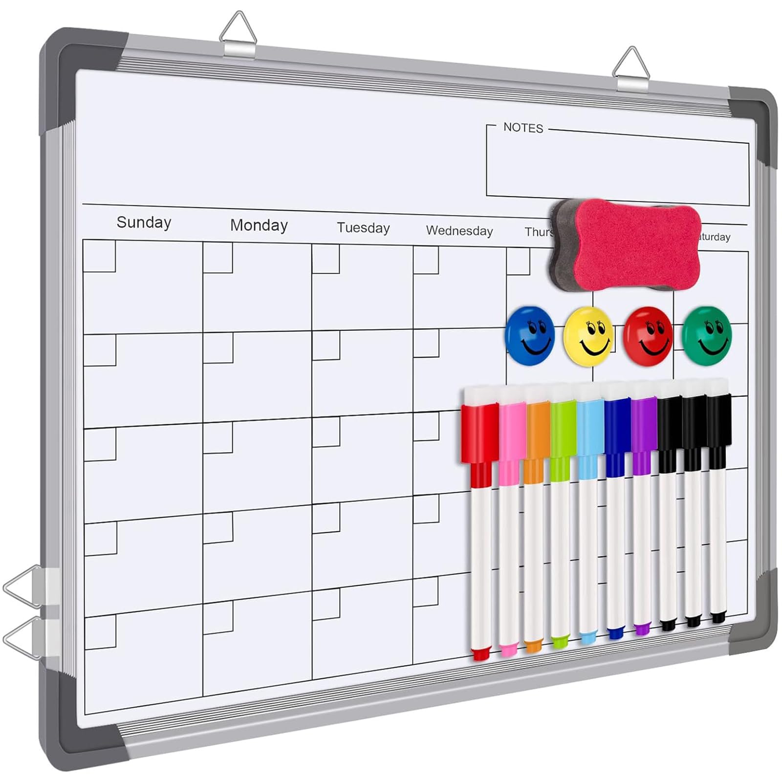 Dry Erase Calendar Whiteboard for Wall, Polegas 16" X 12" Magnetic White Board Board, Small Wall Monthly Double Sided Boards Student, Home, Office (White) - FocusAid Essentials: Empowering ADHD Living