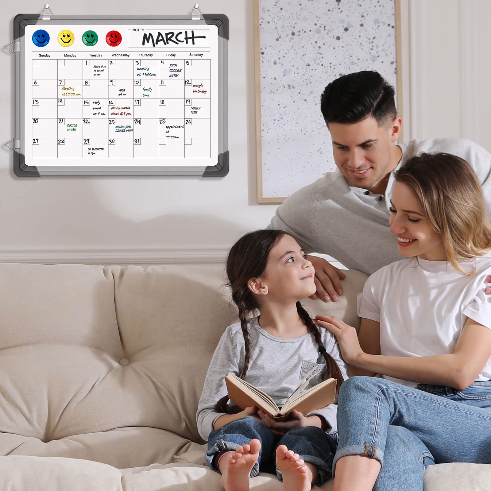 Dry Erase Calendar Whiteboard for Wall, Polegas 16" X 12" Magnetic White Board Board, Small Wall Monthly Double Sided Boards Student, Home, Office (White) - FocusAid Essentials: Empowering ADHD Living