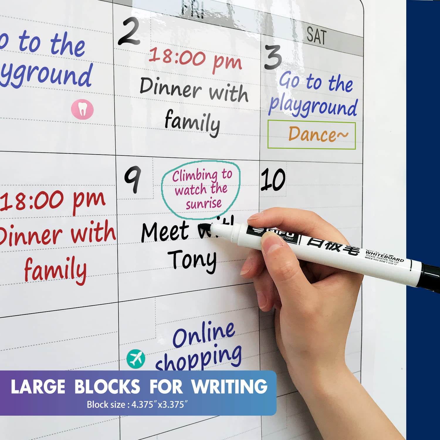 Dry Erase Four Month Laminated jumbo Wall Calendar, 46" x 63", Huge quarterly Laminated Erasable White Board, Giant 120 day Family Whiteboard Schedule Planner, Large Multi Month Reusable Poster - FocusAid Essentials: Empowering ADHD Living