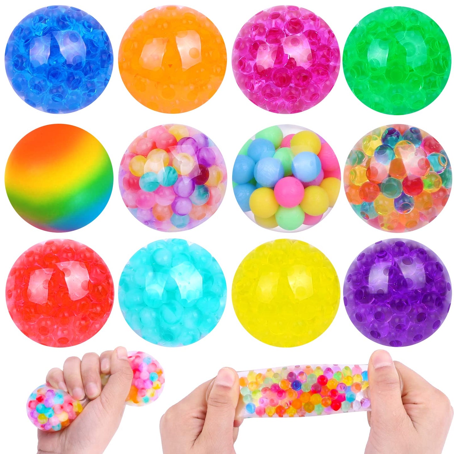 DULEFUN Stress Balls 12pcs Squishy Balls for Adults Stress Relief Squeeze Fidget Balls Set for Party Favors Gifts - FocusAid Essentials: Empowering ADHD Living