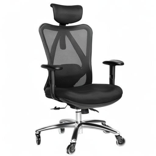 Duramont Ergonomic Office Chair - Adjustable Desk Chair with Lumbar Support and Rollerblade Wheels - High Back Chairs with Breathable Mesh - Thick Seat Cushion, Head, and Arm Rests - Reclines - FocusAid Essentials: Empowering ADHD Living