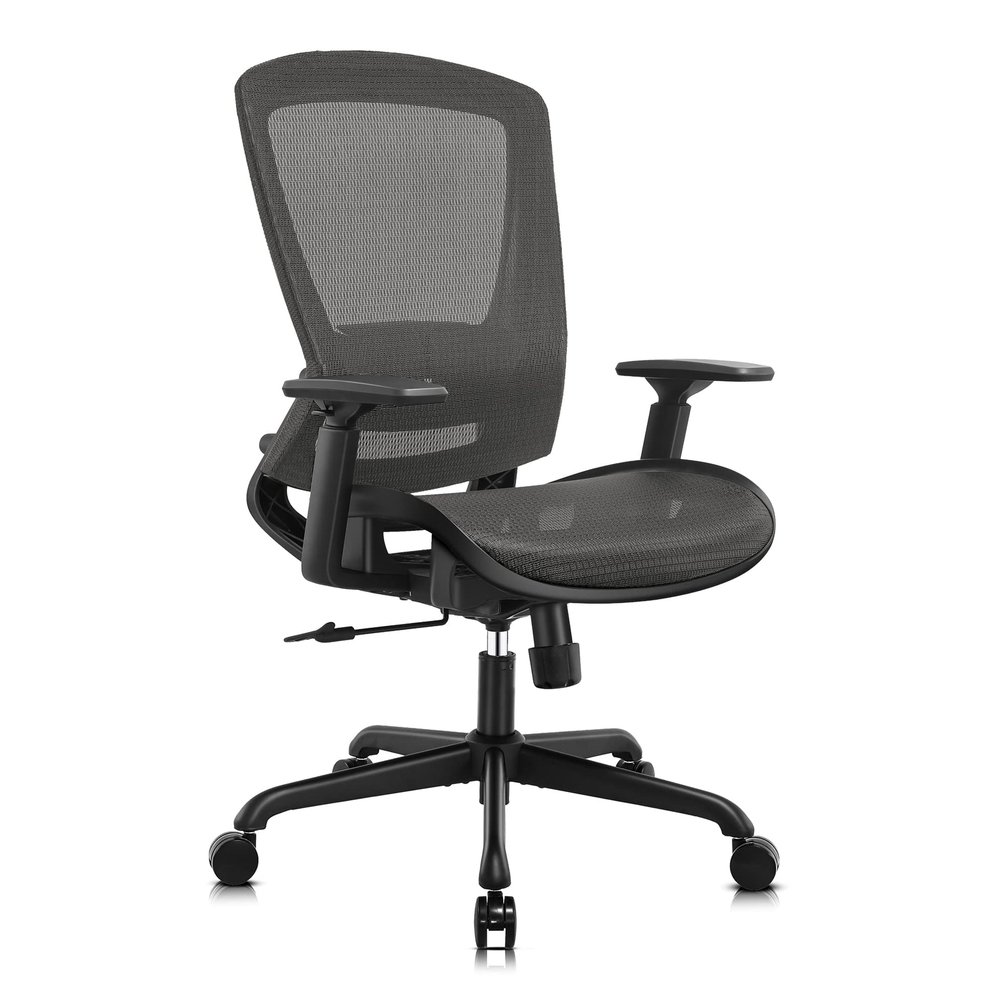 ELABEST Mesh Office Chair,Ergonomic Computer Desk Chair,Sturdy Task Chair - Adjustable Lumbar Support & Armrests,Tilt Function,Comfort Wide Seat,Swivel Home Office Chair (Grey) - FocusAid Essentials: Empowering ADHD Living