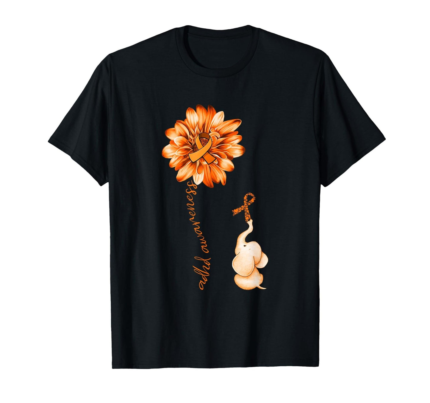 Elephant Sunflower ADHD Awareness T-Shirt - FocusAid Essentials: Empowering ADHD Living