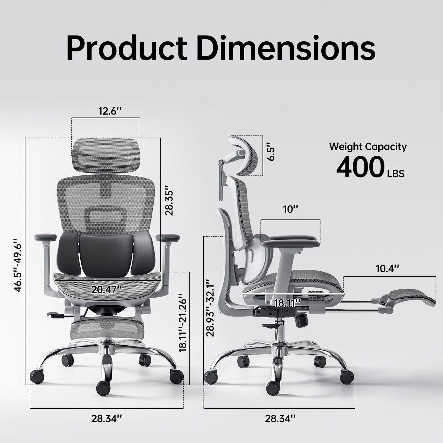 Ergonomic Office Chair 3 - Zone Dynamic Lumbar Support Adjustable Headrest,SGS Class 4 Gas Clylinder and Flip - Up Armrests Retractable Footrest Multi - Functional Office Chair - FocusAid Essentials: Empowering ADHD Living