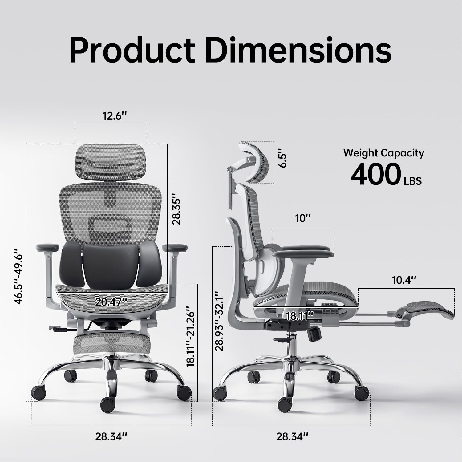 Ergonomic Office Chair 3 - Zone Dynamic Lumbar Support Adjustable Headrest,SGS Class 4 Gas Clylinder and Flip - Up Armrests Retractable Footrest Multi - Functional Office Chair - FocusAid Essentials: Empowering ADHD Living