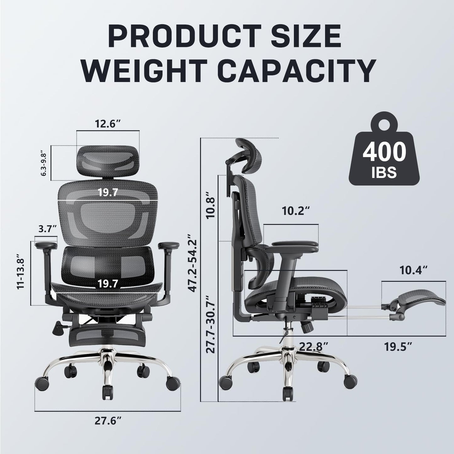 Ergonomic Office Chair, Breathable Mesh Chair with Adaptive Lumbar Support, 3D Headrest, Armrests, Retractable Footrest, and a Six - Position Adjustable Backrest, Office Desk Chair Black - FocusAid Essentials: Empowering ADHD Living