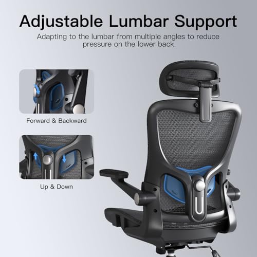 Ergonomic Office Chair, Mesh Office Chair with Rocking Function,Ergonomic Chair with 3D Headrest, 3D Armrests, and Adjustable Lumbar Support,SGS Class 4 Gas Clylinder 300 Lbs Capacity - FocusAid Essentials: Empowering ADHD Living