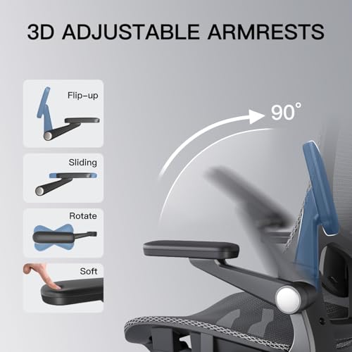 Ergonomic Office Chair, Mesh Office Chair with Rocking Function,Ergonomic Chair with 3D Headrest, 3D Armrests, and Adjustable Lumbar Support,SGS Class 4 Gas Clylinder 300 Lbs Capacity - FocusAid Essentials: Empowering ADHD Living