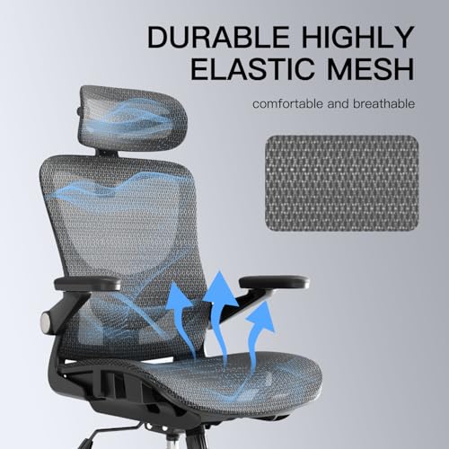 Ergonomic Office Chair, Mesh Office Chair with Rocking Function,Ergonomic Chair with 3D Headrest, 3D Armrests, and Adjustable Lumbar Support,SGS Class 4 Gas Clylinder 300 Lbs Capacity - FocusAid Essentials: Empowering ADHD Living