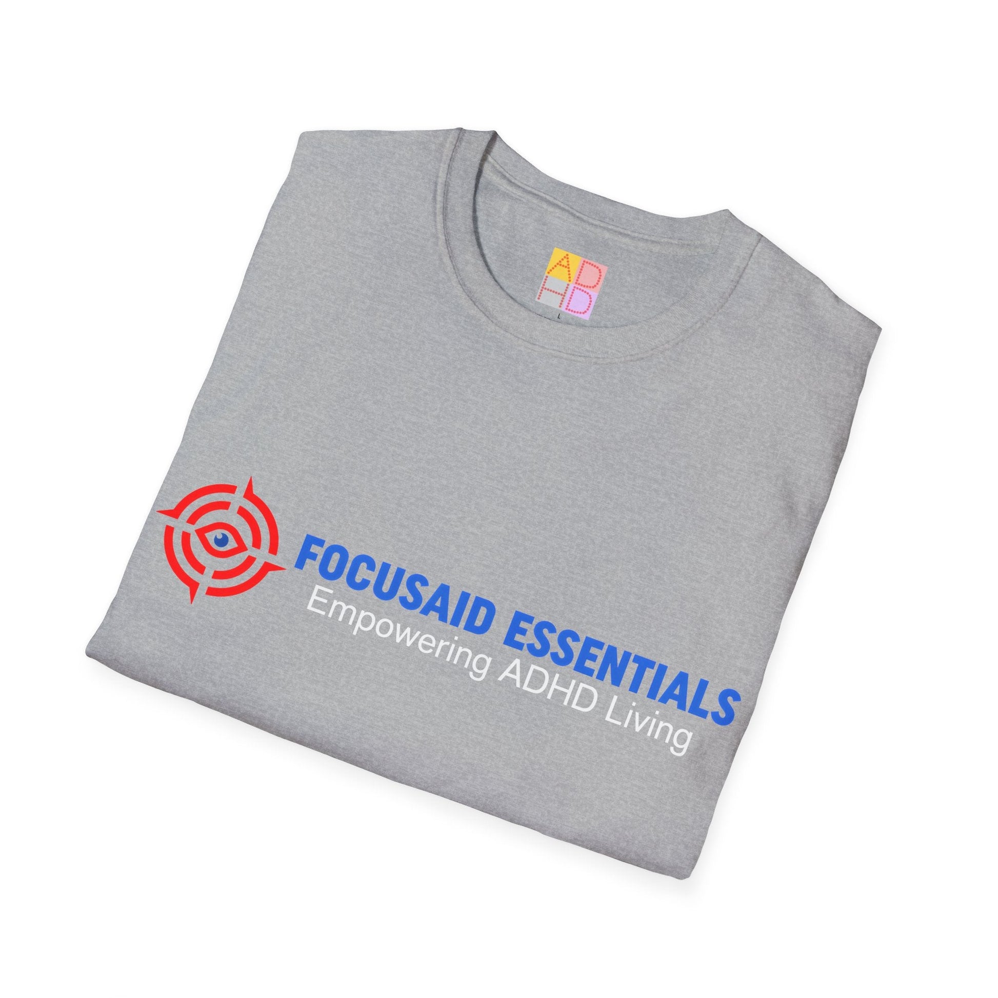 F.A.E. Softstyle T-Shirt - Blue & White Lettering - FocusAid Essentials: Empowering ADHD Living