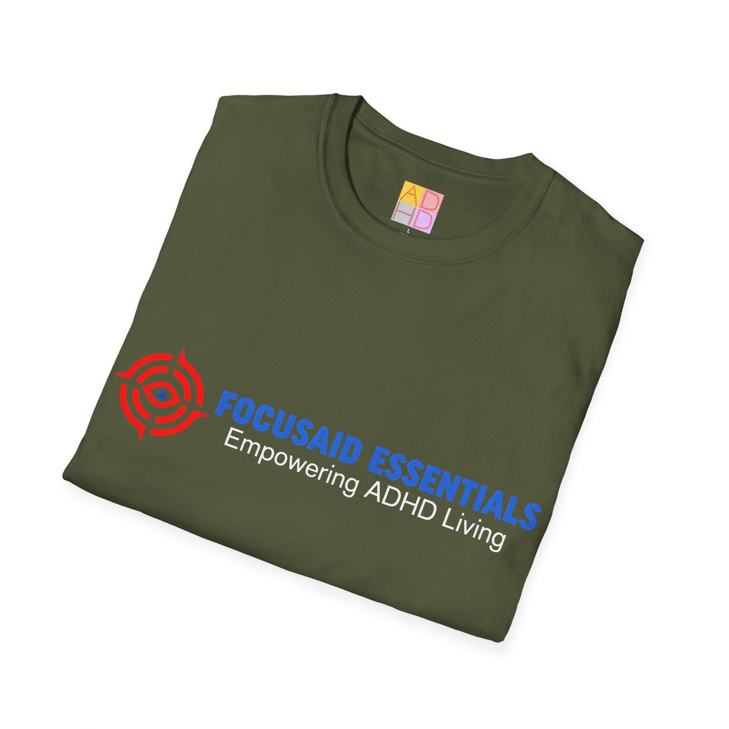 F.A.E. Softstyle T-Shirt - Blue & White Lettering - FocusAid Essentials: Empowering ADHD Living