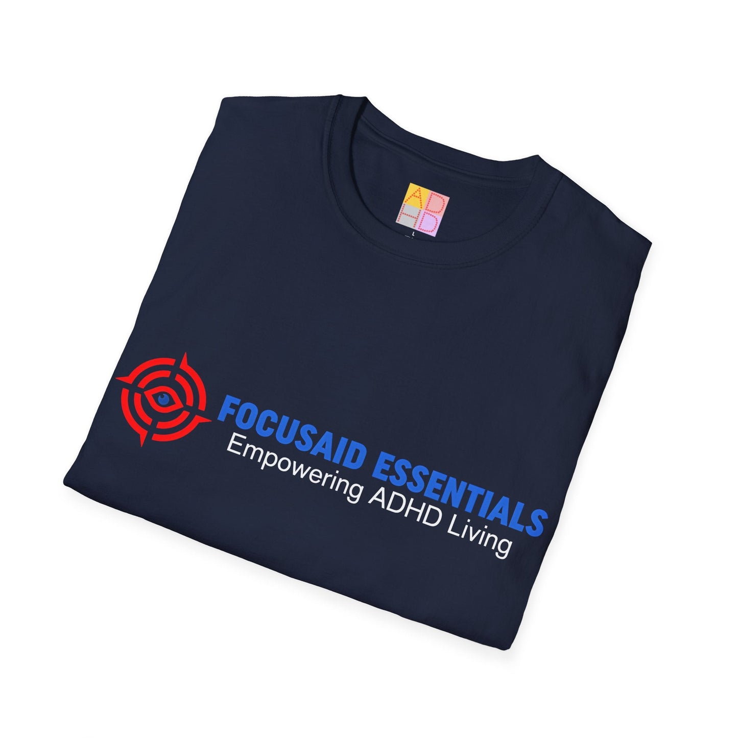 F.A.E. Softstyle T-Shirt - Blue & White Lettering - FocusAid Essentials: Empowering ADHD Living