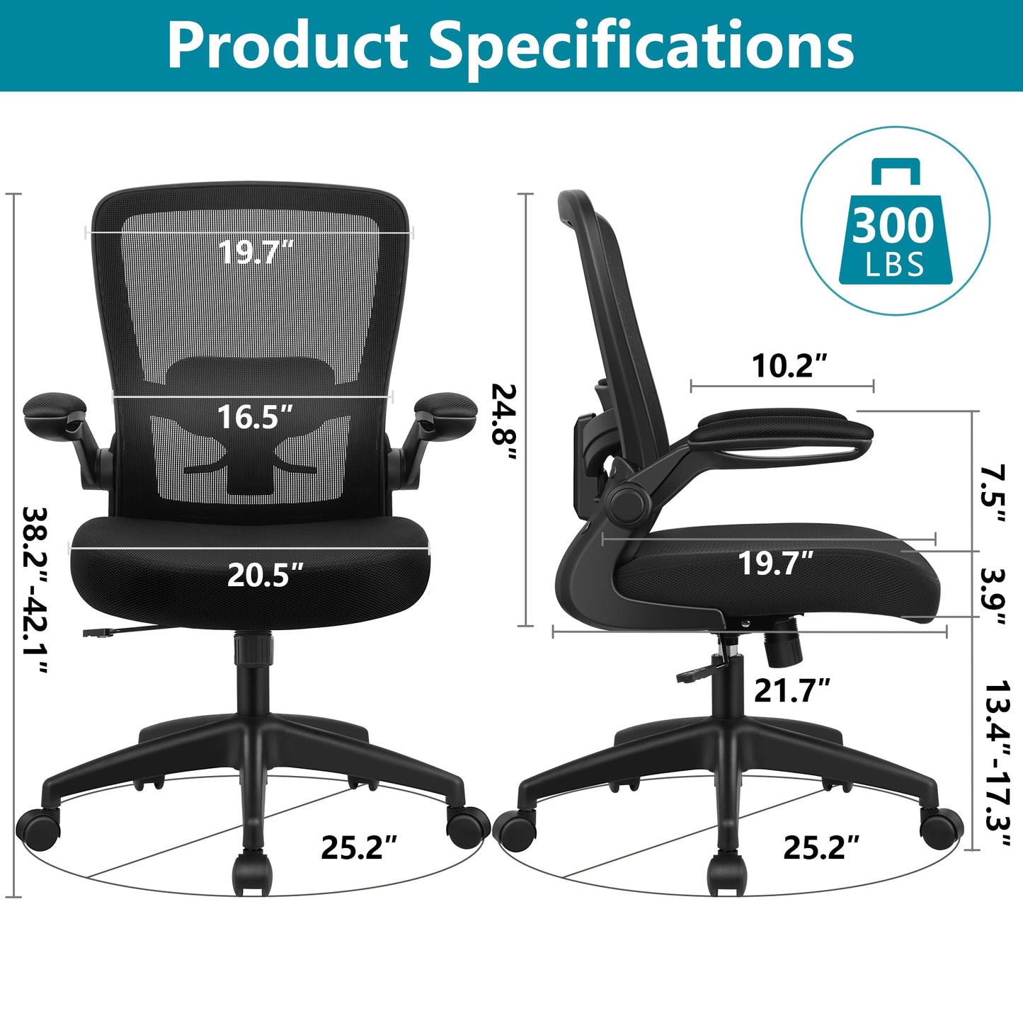 FelixKing Office Chair, Ergonomic Desk Chair Breathable Mesh Chair with Adjustable High Back Lumbar Support Flip - up Armrests, Executive Rolling Swivel Comfy Task Computer Chair for Home Office - FocusAid Essentials: Empowering ADHD Living