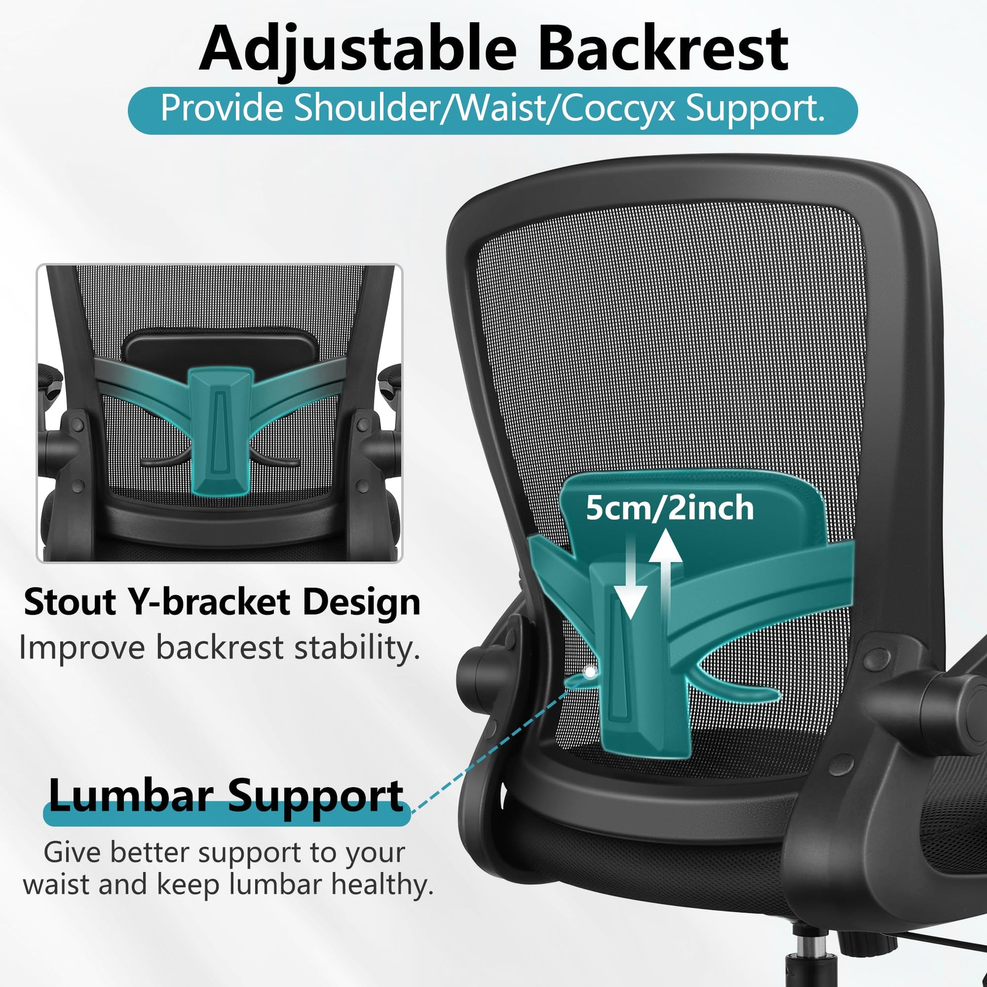 FelixKing Office Chair, Ergonomic Desk Chair Breathable Mesh Chair with Adjustable High Back Lumbar Support Flip - up Armrests, Executive Rolling Swivel Comfy Task Computer Chair for Home Office - FocusAid Essentials: Empowering ADHD Living