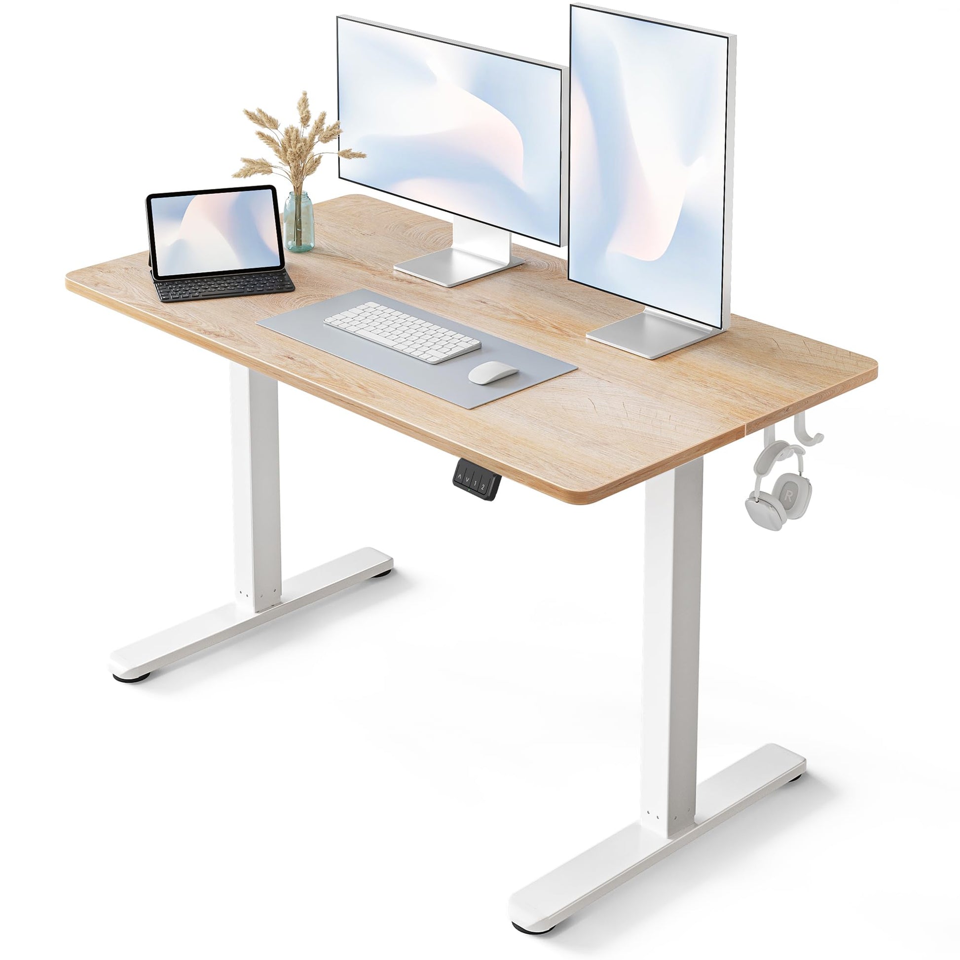 FEZIBO Electric Standing Desk, 48 x 24 Inches Height Adjustable Stand up Desk, Sit Stand Home Office Desk, Computer Desk, Maple - FocusAid Essentials: Empowering ADHD Living