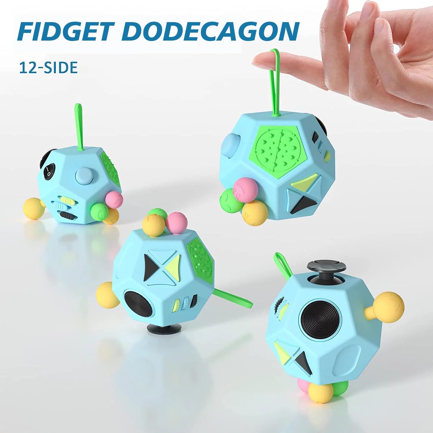 Fidget Dodecagon –12 - Side Fidget Toys Cube Relieves Stress and Anxiety Anti Depression Cube for Children and Adults (B3 Blue Sky) - FocusAid Essentials: Empowering ADHD Living