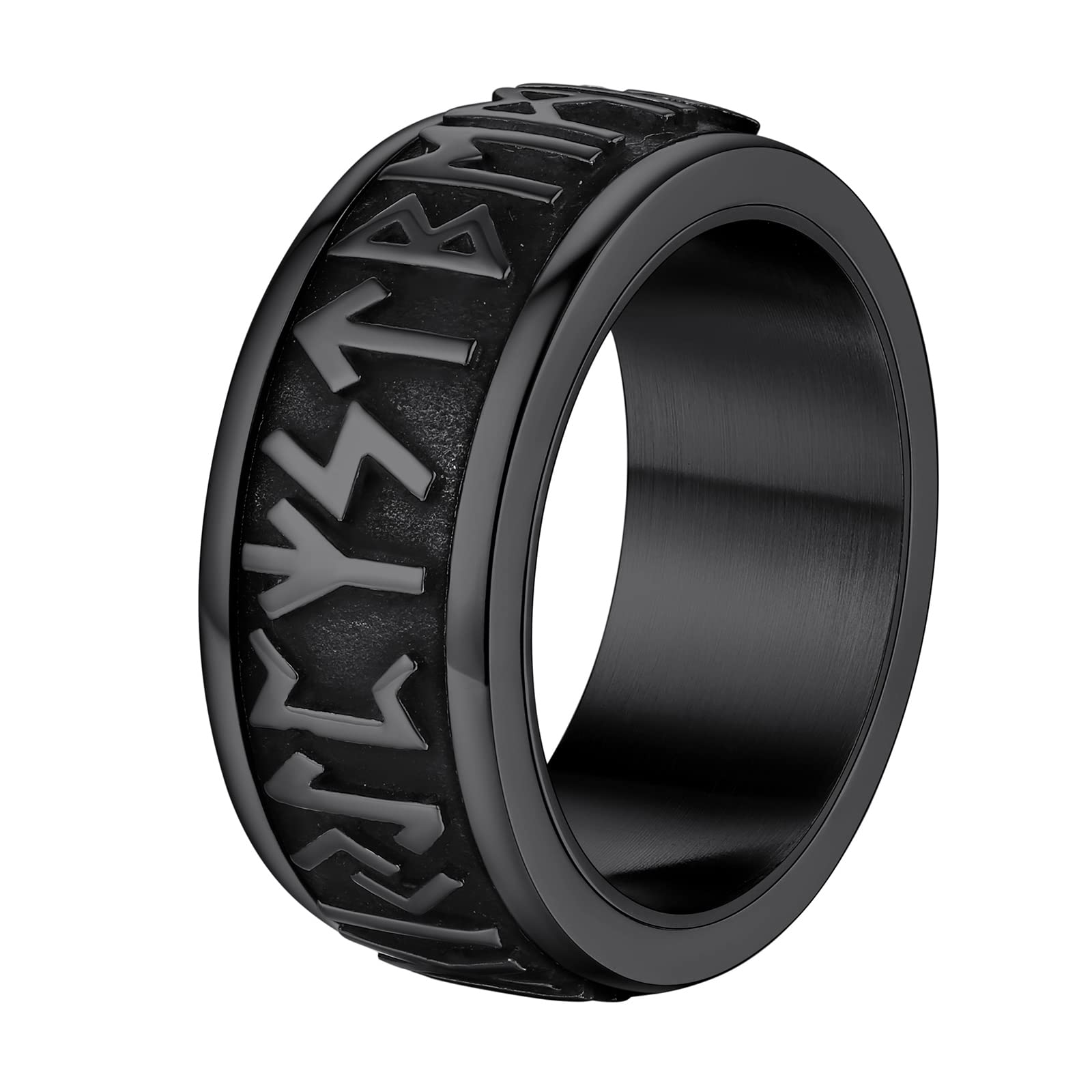 Fidget Ring Men Biker Ring Mood Ring for Men Rings Stainless Steel Ring Viking Ring Anxiety Ring Men Black Ring - FocusAid Essentials: Empowering ADHD Living