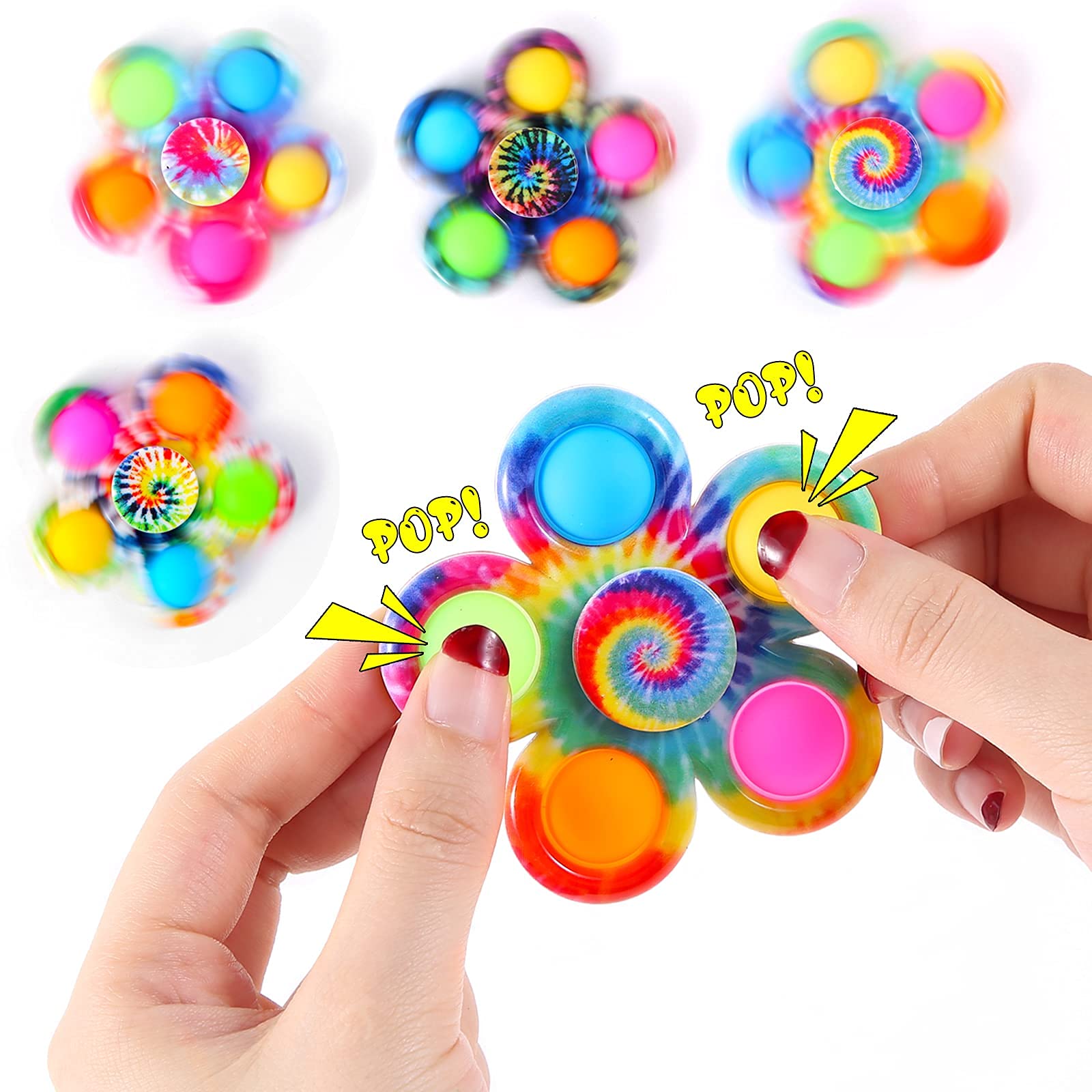 Fidget Spinner Bulk 4 Pack, Sensory Fidget Toys for Kids Adults, Fidget Spinners Anxiety Stress Relief, ADHD Autism Products Girls Boys Kids Christmas Stocking Stuffers Birthday Gifts Classroom Prizes - FocusAid Essentials: Empowering ADHD Living