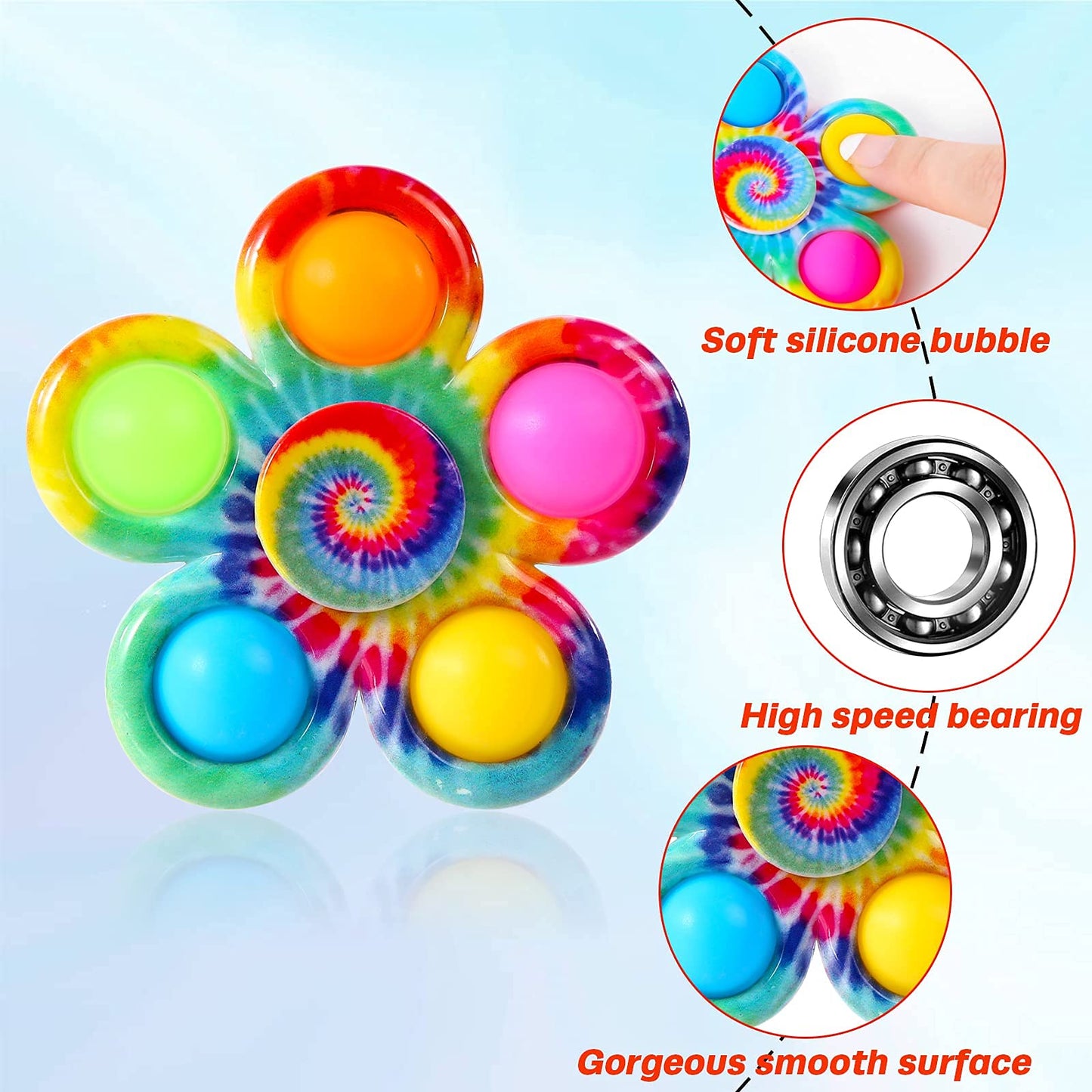 Fidget Spinner Bulk 4 Pack, Sensory Fidget Toys for Kids Adults, Fidget Spinners Anxiety Stress Relief, ADHD Autism Products Girls Boys Kids Christmas Stocking Stuffers Birthday Gifts Classroom Prizes - FocusAid Essentials: Empowering ADHD Living