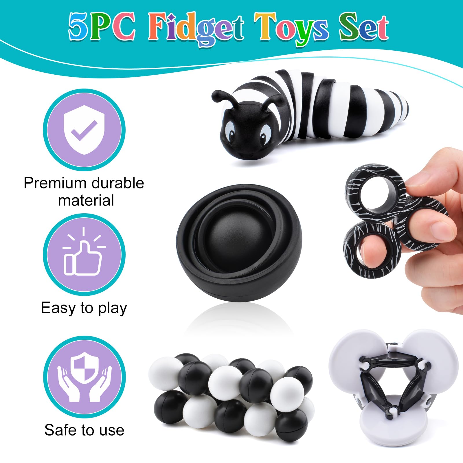 Fidget Toys Adults Pack, Sensory Toys Pack Christmas Stocking Stuffers for Kids Teen Autism, Desk Toy Stress Relief Toys for ADHD - FocusAid Essentials: Empowering ADHD Living