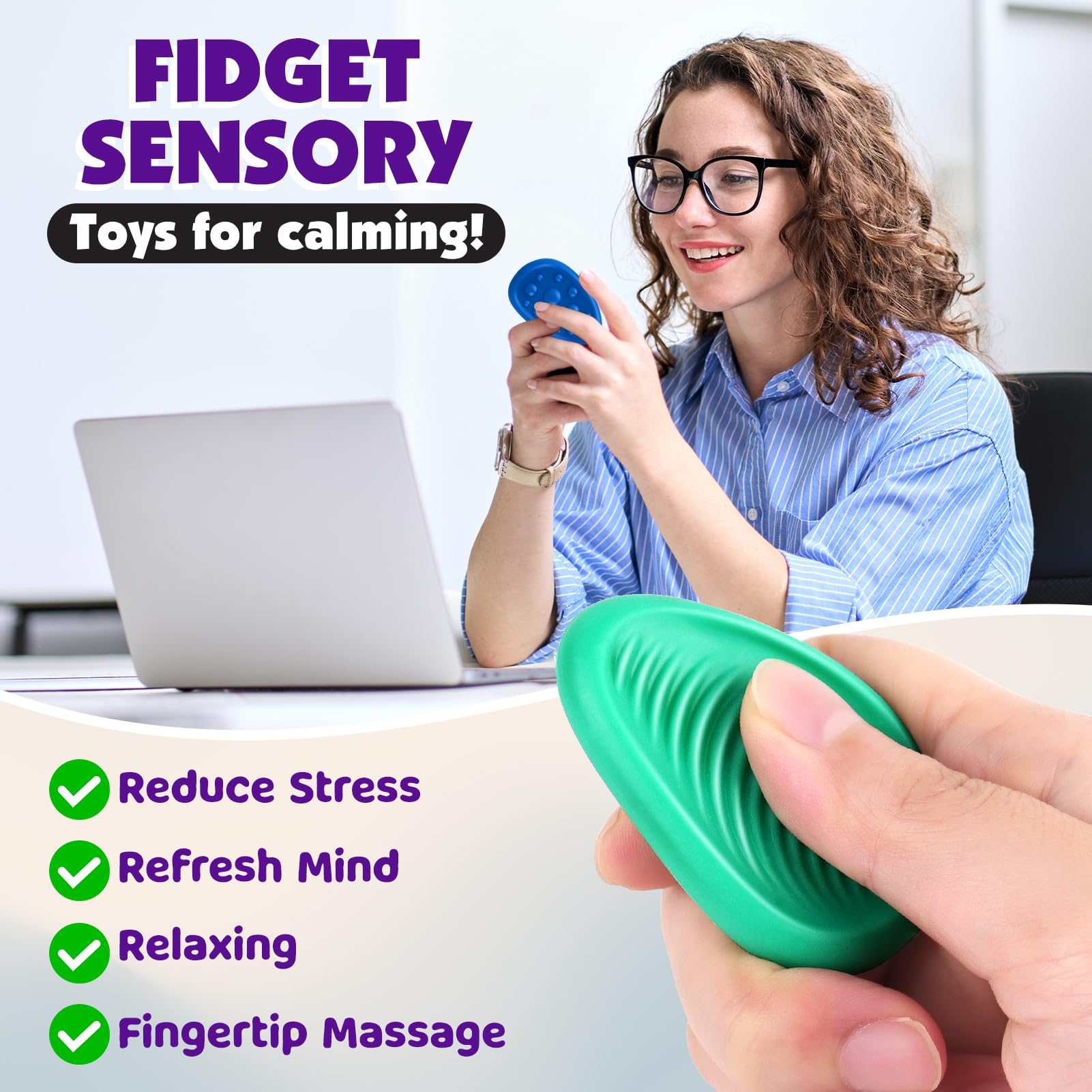 Fidget Toys Adults Sensory Stone: 6 Pack Textured Worry Stone for Autism Kids Calming Down - Fidget Stress Toys for Anxiety Relief - Small Students Prizes Fidget Toys - FocusAid Essentials: Empowering ADHD Living