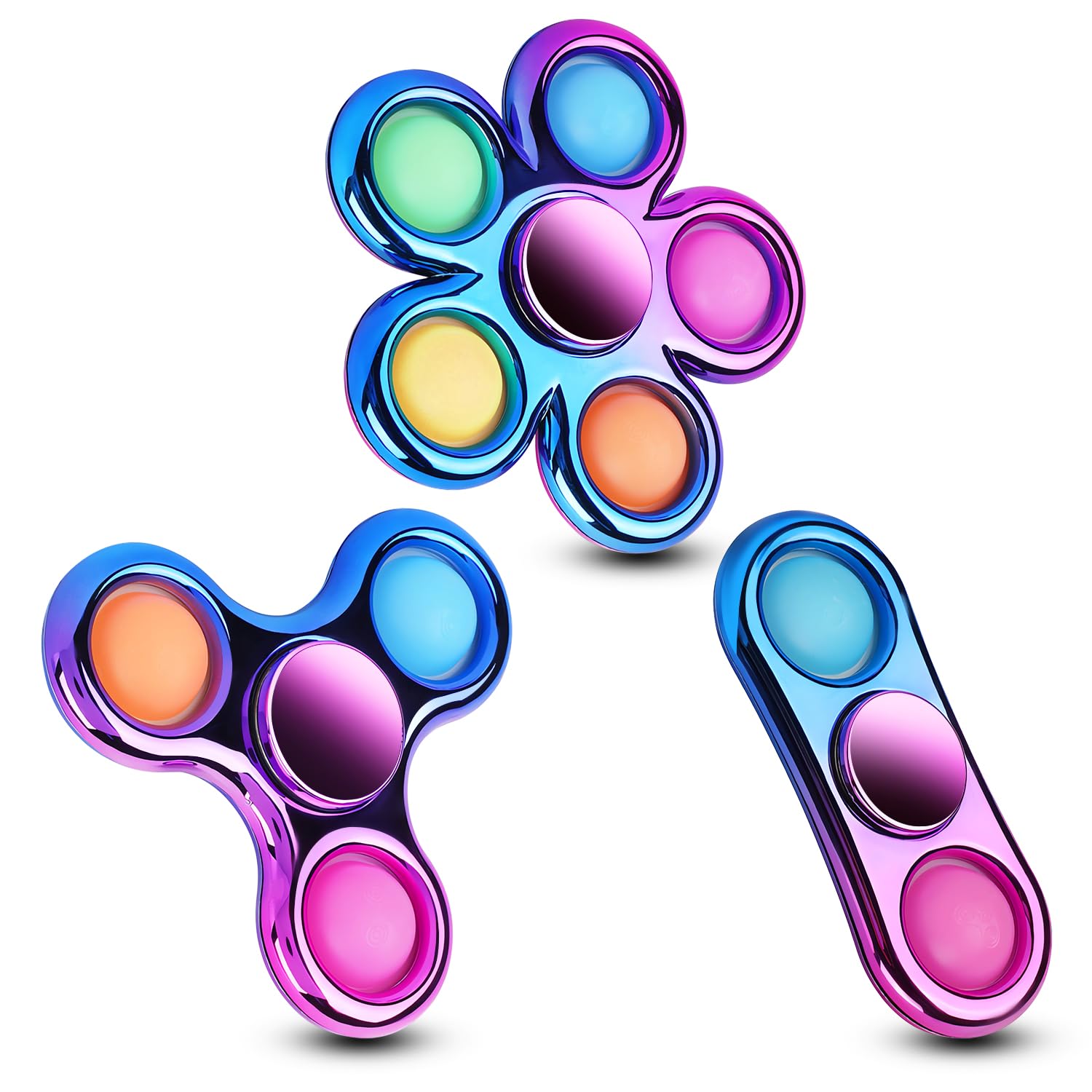 FIGROL 3 Pack Pop Fidget Spinners for Party Favors｜Hand Fidget Bulk Toys for Classroom Return Prizes｜Sensory Fidget Toys for Teens Boys Girls｜Christmas Brithday Gifts Prizes - FocusAid Essentials: Empowering ADHD Living