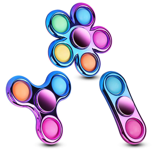 FIGROL 3 Pack Pop Fidget Spinners for Party Favors｜Hand Fidget Bulk Toys for Classroom Return Prizes｜Sensory Fidget Toys for Teens Boys Girls｜Christmas Brithday Gifts Prizes - FocusAid Essentials: Empowering ADHD Living