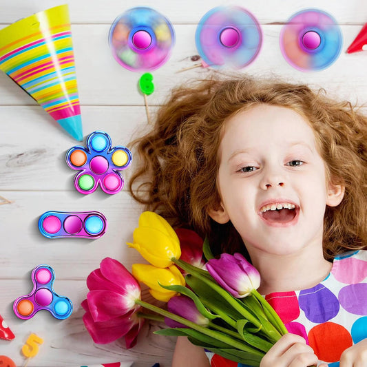 FIGROL 3 Pack Pop Fidget Spinners for Party Favors｜Hand Fidget Bulk Toys for Classroom Return Prizes｜Sensory Fidget Toys for Teens Boys Girls｜Christmas Brithday Gifts Prizes - FocusAid Essentials: Empowering ADHD Living