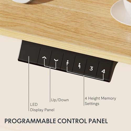 FLEXISPOT EN1 One - Piece Standing Desk 55 x 28 Inch Desktop Electric Adjustable Height Desk Home Office Computer Workstation Sit Stand up Desk (White Frame + 55" Maple Top, 2 Packages) - FocusAid Essentials: Empowering ADHD Living