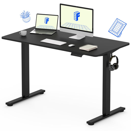 FLEXISPOT EN1 Whole - Piece Standing Desk 48 x 24 Inches Electric Height Adjustable Desk Sit Stand Desk Home Office Desks (Black Frame + Black Table Top) - FocusAid Essentials: Empowering ADHD Living