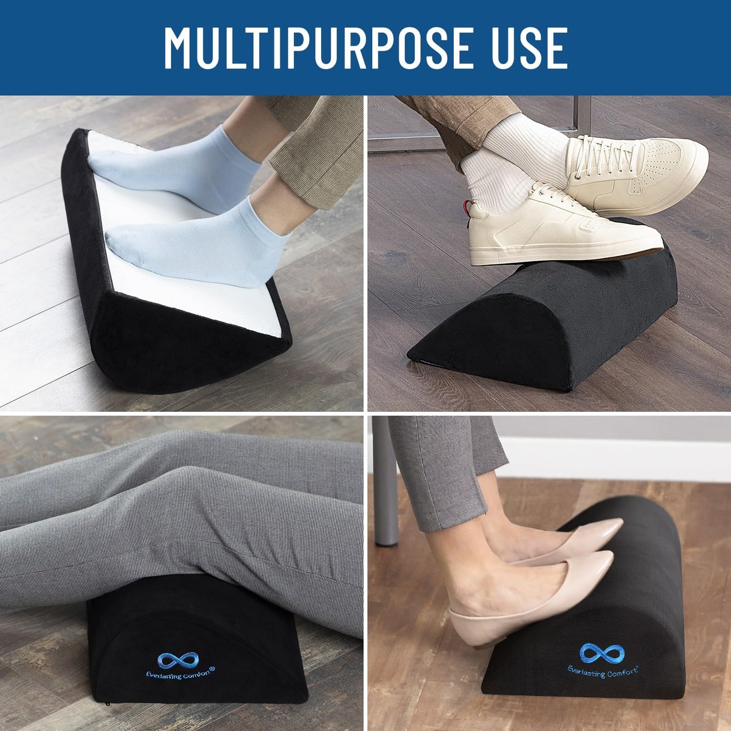 Foot Rest for Under Desk at Work - Memory Foam Office Foot Stool & Under Desk Footrest Leg Elevation Pillow for Gaming & Home Office, Supports Posture - FocusAid Essentials: Empowering ADHD Living