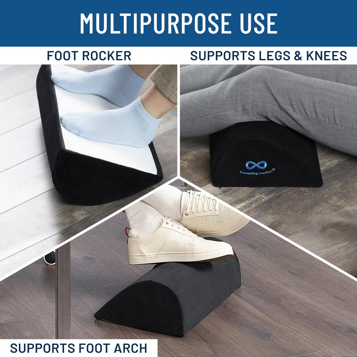 Foot Rest for Under Desk at Work - Memory Foam Office Foot Stool & Under Desk Footrest Leg Elevation Pillow for Gaming & Home Office, Supports Posture - FocusAid Essentials: Empowering ADHD Living