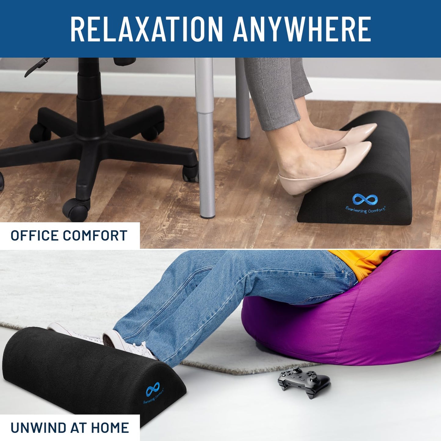 Foot Rest for Under Desk at Work - Memory Foam Office Foot Stool & Under Desk Footrest Leg Elevation Pillow for Gaming & Home Office, Supports Posture - FocusAid Essentials: Empowering ADHD Living