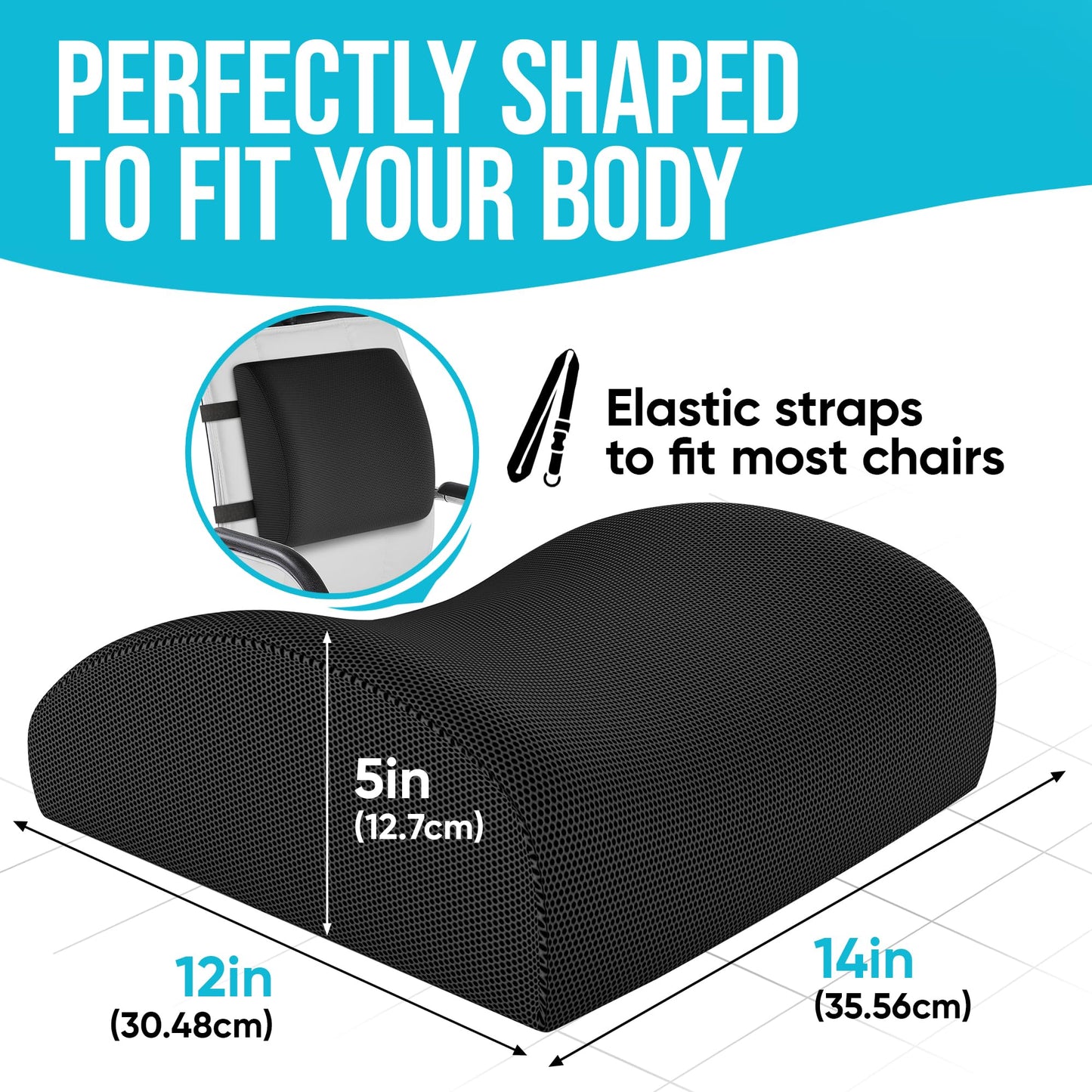 FORTEM Seat Cushion and Lumbar Support for Office Chair, Desk Chair Cushion, Memory Foam Office Chair Cushion, Non Slip Sitting and Back Pillow for Gaming, Car Seat Cushion, Chair Pad - FocusAid Essentials: Empowering ADHD Living