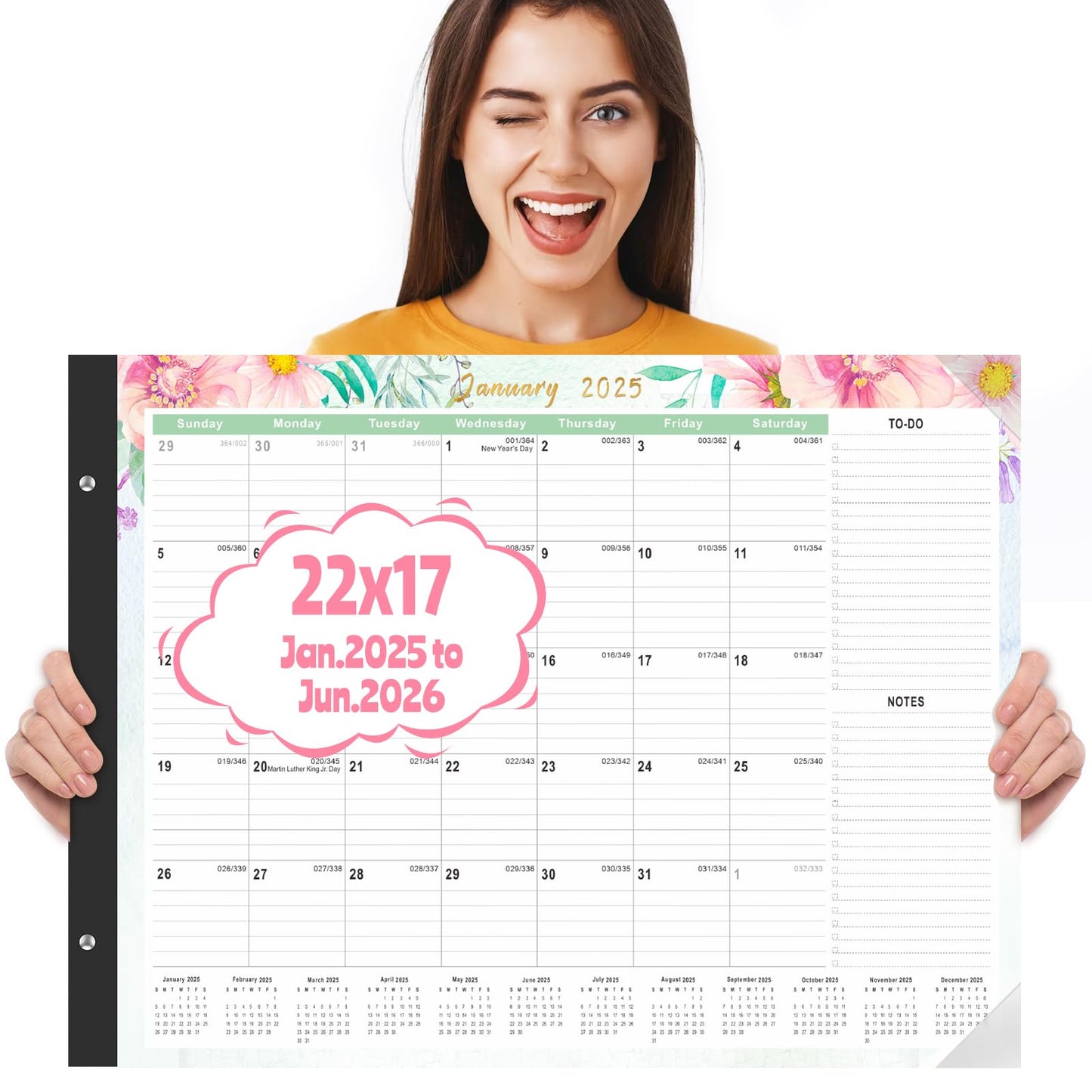 Gannyfer Large Desk Calendar 2025 - 18 Month Calendar Jan 2025 - Jun 2026, 22" x 17" Desktop Pad Calendar, Office Supplies Perfect for Planning and Organizing In Your Home, School or Office - FocusAid Essentials: Empowering ADHD Living