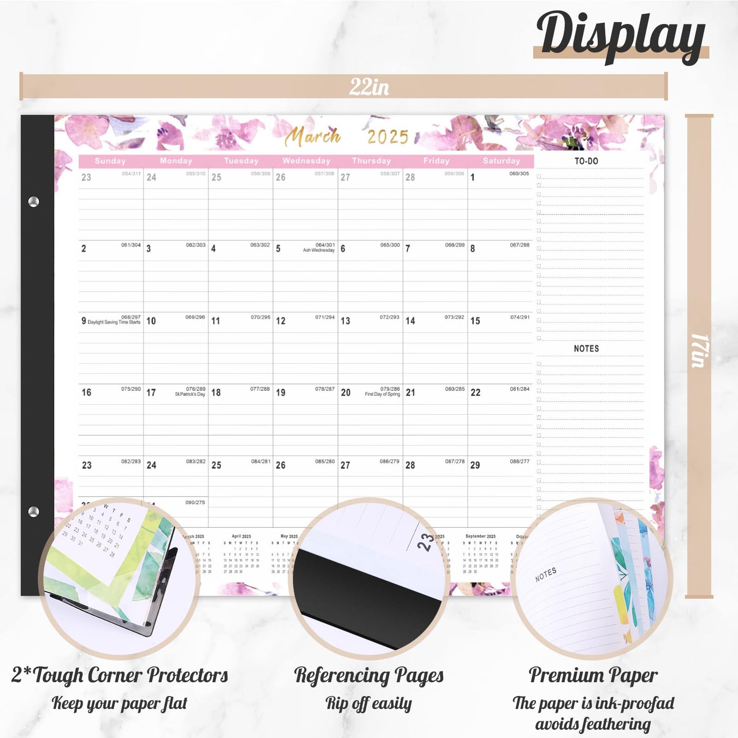 Gannyfer Large Desk Calendar 2025 - 18 Month Calendar Jan 2025 - Jun 2026, 22" x 17" Desktop Pad Calendar, Office Supplies Perfect for Planning and Organizing In Your Home, School or Office - FocusAid Essentials: Empowering ADHD Living