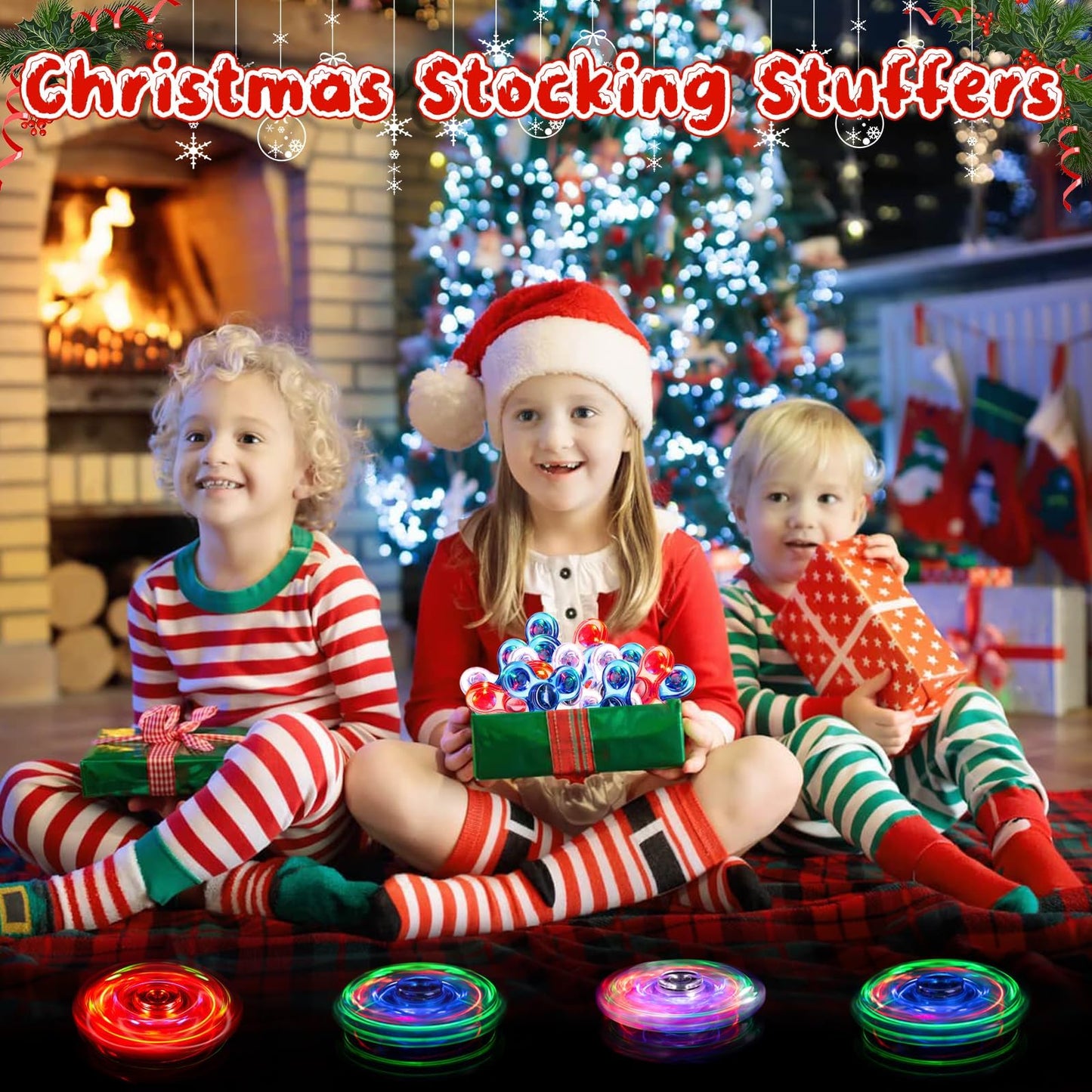 Gigilli Fidget Spinners 2 Pack, LED Light up Sensory Fidget Toys for Kids Adults, Christmas Stocking Stuffers Glow in The Dark Fidget Toys for Boys Girls Classroom Prizes for Kids 4 - 8 - 12 ADHD Fidgets - FocusAid Essentials: Empowering ADHD Living