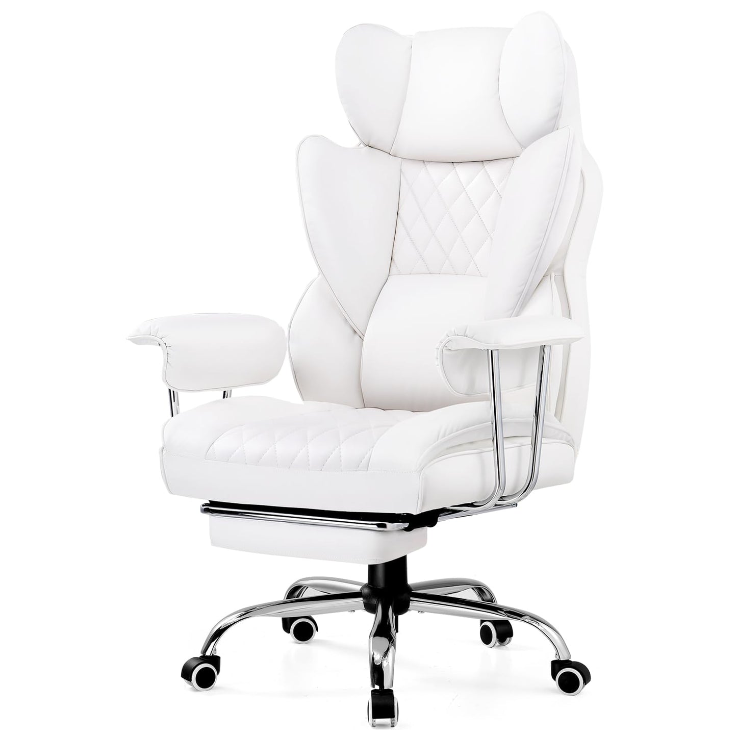 GTRACING Gaming Chair,Office Chair with Pocket Spring Lumbar Support, Ergonomic Comfortable Wide Office Desk Computer Chair with Outward Fixed Soft Armrests and Footrest (PU Leather, White) - FocusAid Essentials: Empowering ADHD Living