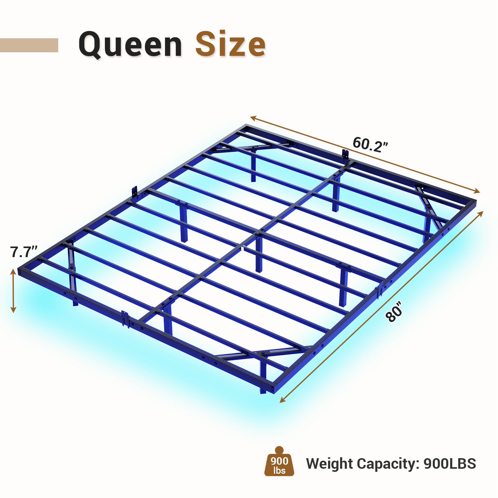 Hasuit Floating Bed Frame Queen Size with LED Lights, Metal Platform Queen Bed, No Box Spring Needed, Easy to Assemble (Queen) - FocusAid Essentials: Empowering ADHD Living