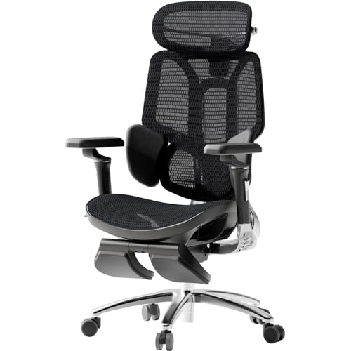 Hbada E3 Ultra Ergonomic Office Chair, Big and Tall Office Chair - with 3 - Zone Dynamic Lumbar Support, 360° Mechanical Armrests, 4D Adjustable Headrest, Aluminum Alloy, Premium Mesh, Black - FocusAid Essentials: Empowering ADHD Living