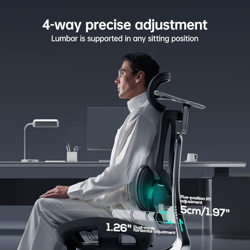 Hbada E3 Ultra Ergonomic Office Chair, Big and Tall Office Chair - with 3 - Zone Dynamic Lumbar Support, 360° Mechanical Armrests, 4D Adjustable Headrest, Aluminum Alloy, Premium Mesh, Black - FocusAid Essentials: Empowering ADHD Living