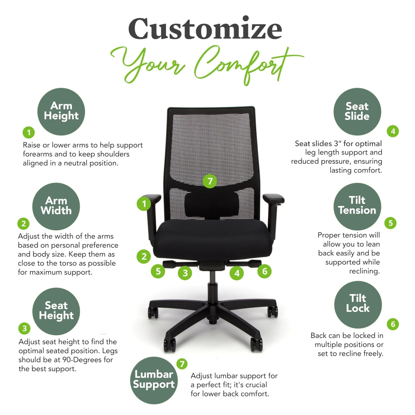 HON Ignition 2.0 Ergonomic Office Chair - Adjustable Tilt, Swivel Wheels, Comfortable for Long Hours - Home Office Desk Chair - FocusAid Essentials: Empowering ADHD Living