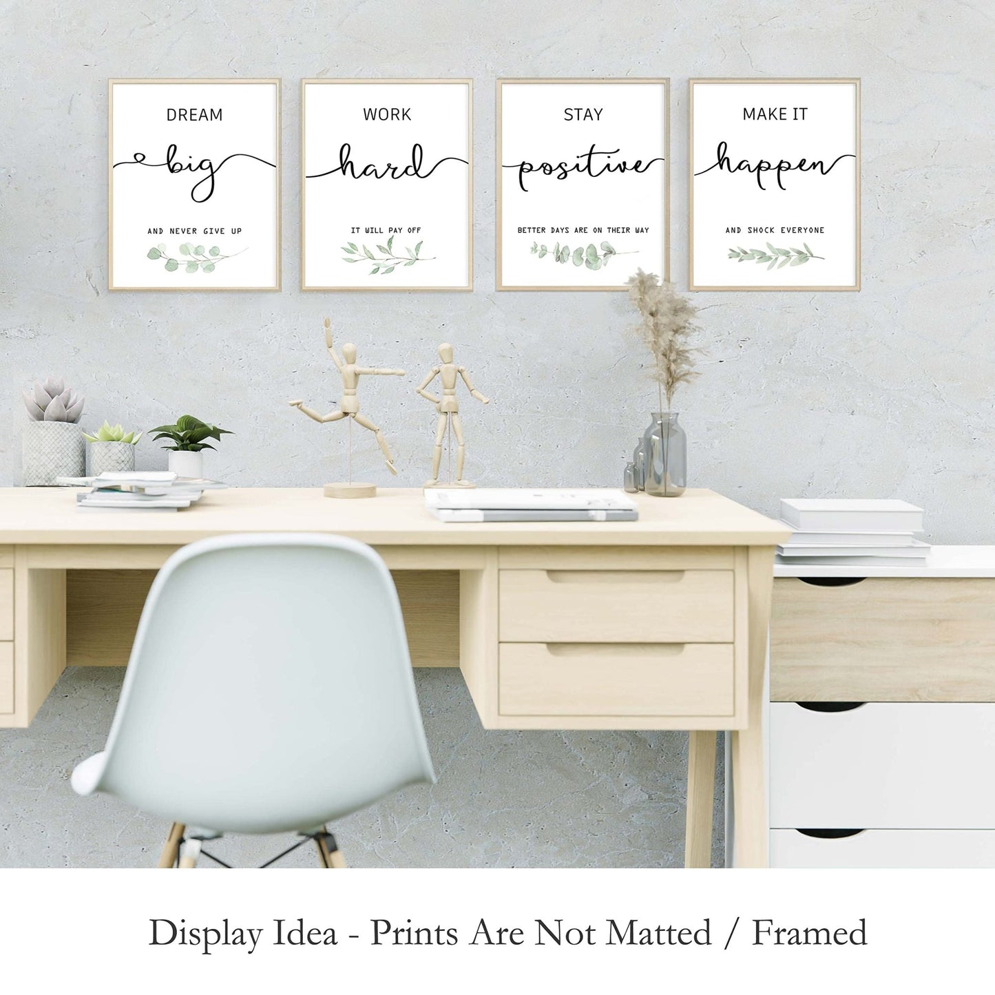 Howwii Inspirational Wall Art Office Decor, Motivational UNFRAMED Wall Art Prints for Bedroom,Living Room,Office,Classroom, Set of 4, 8"x10" - FocusAid Essentials: Empowering ADHD Living