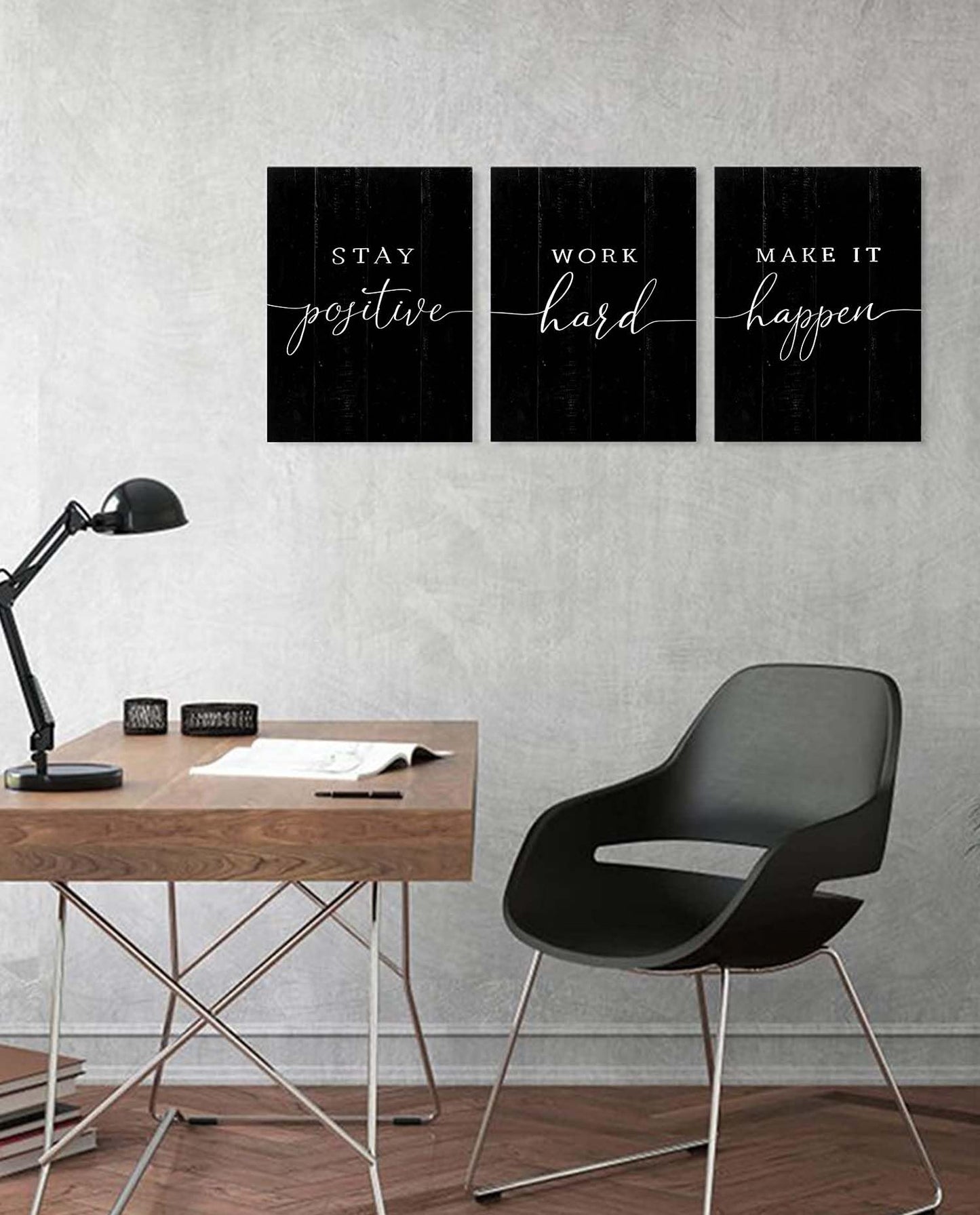 Inspirational Quotes Office Wall Art: Motivational Poster Positive Sayings Office Wall Decor, 3 Piece Black Motivation Picture Inspirational Prints 12x16" - FocusAid Essentials: Empowering ADHD Living